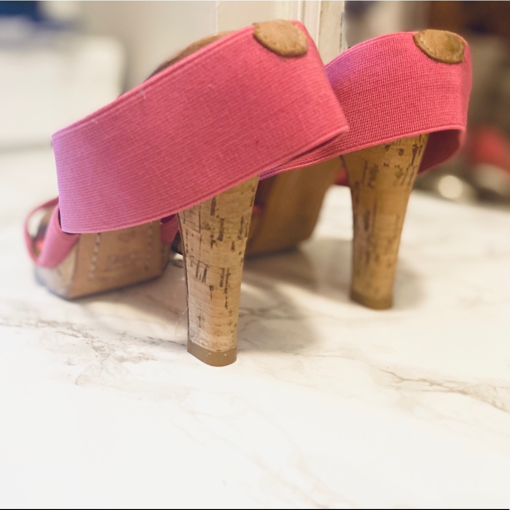 Cute cork heeled cross cross sandals